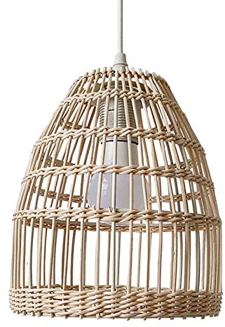LOVIVER Boho Handgefertigter Gewebter Lampenschirm für Esszimmer, Retro-Rattan-Pendelleuchtenschirm zum Aufhängen, für Teehaus, Schlafzimmer, Hotel