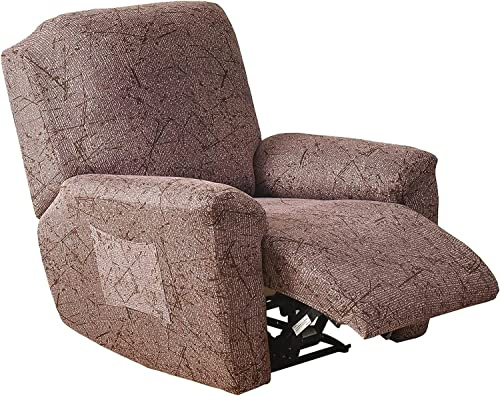 SDNAM Sesselschoner für Relaxsessel 4-Teilig Alleine Waschen mit Seitentasche,Fernsehsessel Bezug Separat Gereinigt Stretch Husse Relaxsessel Sesselbezug (Color : #44)