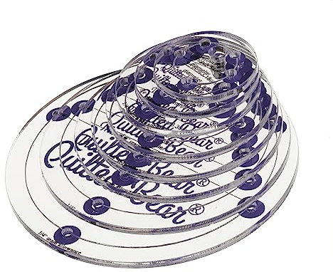 The Quilted Bear 8 rutschfesten transparenten Acryl-Schablonen – zum Nähen, Quilten, Patchwork, Basteln, Nählineal – 11 Formen erhältlich, 0,75–3 Zoll, präzise und langlebig mit Nahtzugabe (Kreis)