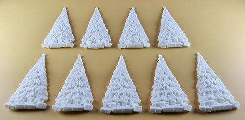 24 x Edible 3D Christmas Trees icing toppers, cake cupcakes decorations (White)
