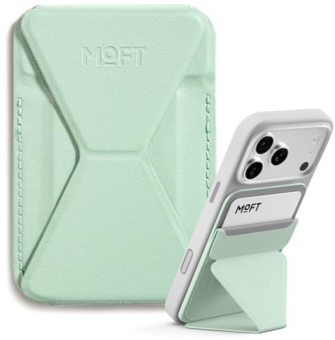 MOFT MagSafe Wallet Stand for iPhone 17/16/15/14/13/12 Series Compatible with MagSafe, MOVAS Vegan Leather Magnetic Phone Stand with 3 Viewing Angles, 2 Cards Holder