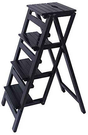 CASEGO Multifunktionaler Tritthocker aus Massivholz mit dreieckiger Struktur und guter Stabilität. Es Kann Als Blumenständer, Lagerregal Usw. Verwendet Werden. (Black)