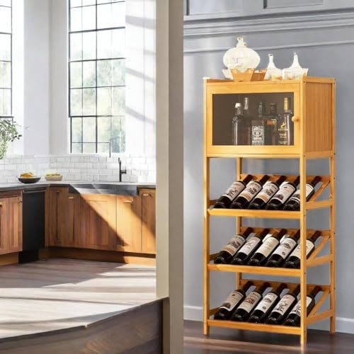 Home Bar Furniture Wooden Corner Wine Bar Cabinet Wine Bar Cabinet With Storage Wet Bar with 4 tiers Capacity - Perfect for Coffee, Mini Bar and Storage Needs ( Color : Natural , Size : 20.47IN*12.6*4