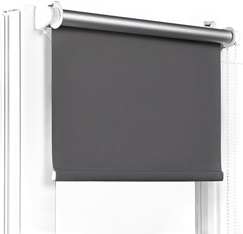 Fenster DEKOR - Rollos Für Fenster Ohne Bohren Dunkelgrau - Verdunkelungsrollo B115 x H120 cm - Klemmrollo Verdunkelung - Fensterrollo Für Balkontüren - Verdunklungsrollo Leicht Zu Installieren