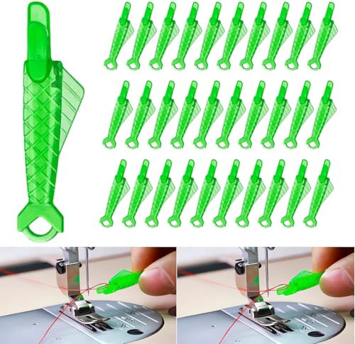 Nadeleinfädler, Alluring Nadeleinfädler für Nähmaschinen Einfädelhilfe, Nähmaschinen Zubehör Grüner Kunststoff Fisch für Handnähen und Nähmaschinen (10 PCS)