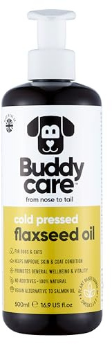 Buddycare Linolja - 500 ml - naturligt tillskott för hundar och katter - rik på omega-3-fettsyror för hälsosam päls och hud