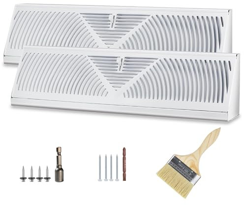 JUYO VONSAN 8 Pack 18 Inch Baseboard Register Vent Cover Grill Floor Wall Baseboard Diffuser Corner Vent Cover (8)
