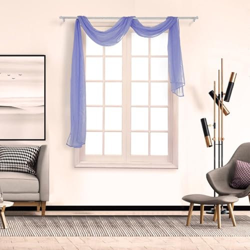 Whakano 1 Stück Querbehang Freihanddeko,Transparentem Gardinen Schals Voile,in 21 Farben erhältlich,Gardinen Tüll,Dekoschals,Vorhangschal für Fotografie Party Hochzeit Taufe,90cmx400cm,Lila