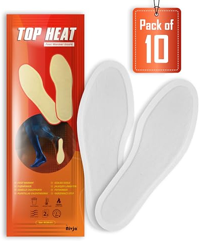 TOP HEAT Fußwärmer - 10 Paar - 8 Stunden warmer Fuß - luftaktiviert - Sofort - 100% natürliche Wärme - Mittel (39-41)
