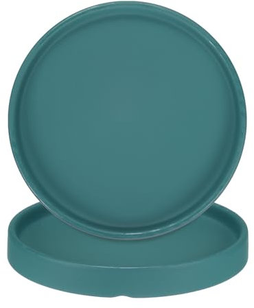 M METERXITY 2-Pz Vassoio per Piante in Ceramica, Vassoio Raccogli-Acqua per Piante da 6,3, Sottovaso per Piante da Interno/Esterno/Vassoio per Drenaggio Fiori [Verde Blu Rotondo]