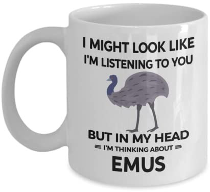 Tazas De Té Emú, En Mi Cabeza Estoy Pensando En Emús, Amante De Los Emús Gigantes Taza De Café Resistentes A Arañazos Taza Duraderas Tazas De Cafe Para Leche Té Café 330Ml