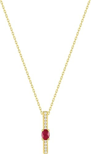 Bijouxenvogue Goldhalskette 42cm mit Rubin-Zirkonia