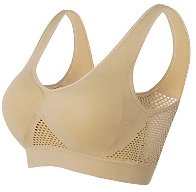 AMDOLE Front Fastening Bras for The Elderly 2025 New Breathable Anti-Saggy Breasts Bra, Anti Saggy Breast Bras for Women, Best Bras for Sagging Breasts Beige 4X-Large