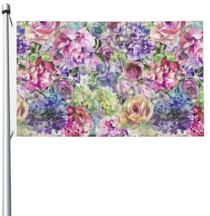 Fahnen Hortensie Und Roses Robuste Fahne Lebendige Farbe Flaggen Für Drinnen Dekoration Draußen 90X150cm
