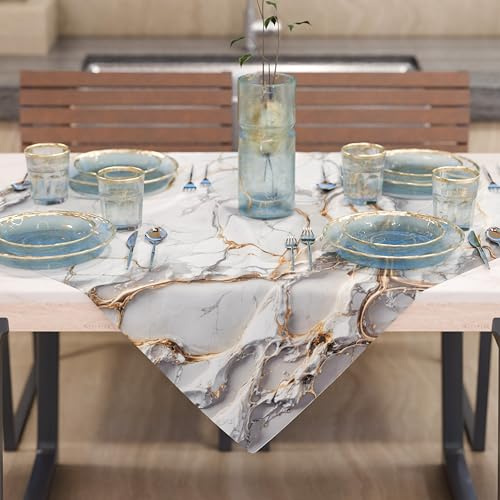 PETTI Artigiani Italiani - Tovaglia Centrotavola Moderno Effetto Marmo Grigio, Centrotavola da Cucina 90x90 cm, 100% Made in Italy