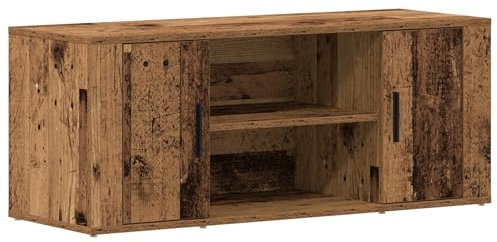 vidaXL Mobile TV Rustico in Legno Vecchio Tanto Spazio di Archiviazione | Centro di Intrattenimento in MDF con 2 Ripiani, Ottimo per Soggiorno e Home Theatre, Stile Vintage, Design Durevole per E