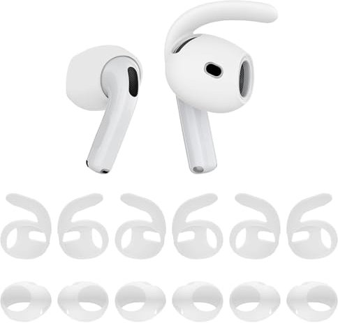 6 pares de almohadillas para AirPods 4 ganchos deportivos de silicona antideslizantes de repuesto compatibles con Apple AirPods de 4ª generación, translúcido