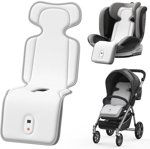 AMACOOL Baby Stroller Cooling Pad, 3D Breathable Carseat Cooling Pad with 2 Built-in Blower, Max 10H Ventilation 3 Speeds 10000mAh Rechargeable Cooling Mat Liner for Toddler Baby Summer Essentials