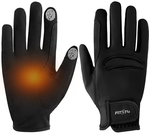 FitsT4 Sports Kids Horse Riding Gloves Winter Equestrian Gloves Girls Boys Horseback Gloves for Youth Children Cycling Biking Black L