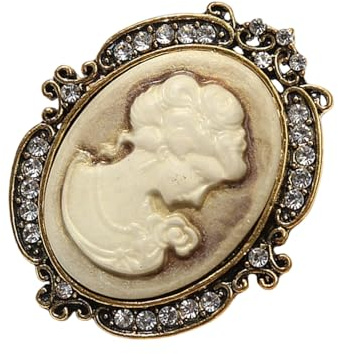 Elegante Vintage Kamee Brosche Pin Set mit Antik-Gold-Finish funkelnde Legierung Cameo Revers Pin für Frauen Retro Schmuck Accessoires für Frauen, Einheitsgröße, wie beschrieben