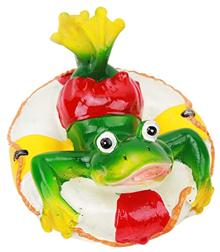 flexman Frog Pond Ornaments, Resin Garden Frogs Floating Ornaments, Colorfast Float Water Frog Figurine Garden Decor Set for Garden Ponds, Fountains, Aquariums, Swimming Pools (Swimming Ring Frog)
