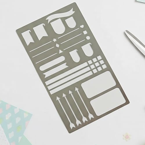 Metal Stencil, 7x4 inch, Reusable Steel Template for Planners and Scrapbooking