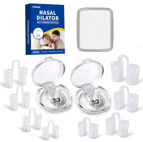 10 Piezas Dilatador Nasal Dispositivos Anti Ronquidos, Dilatadores Nasales de Silicona, Anti Ronquidos Mejora la Respiración para Ayudar a Dormir Mejor