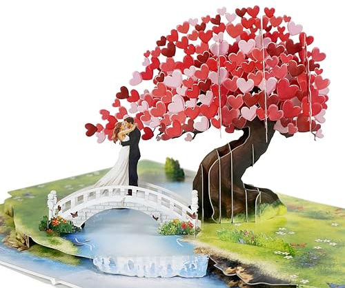 CUTPOPUP Bridge Couple, Carte d’Anniversaire 3D Pop Up – Carte de Vœux Arbre de l’Amour pour Elle, Épouse, Petite Amie, Fille (Couple sur le Pont) LO201FR1520