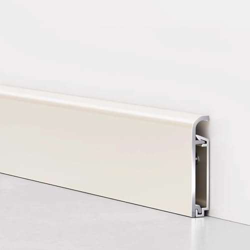 4 Pcs*125cm Metal Floor Skirting Board, Aluminium Baseboard Trim, 4/6/8cm Height Baseboard Molding Trim, for Bathroom, Kitchen Cabinets(Eggnog,4cm)