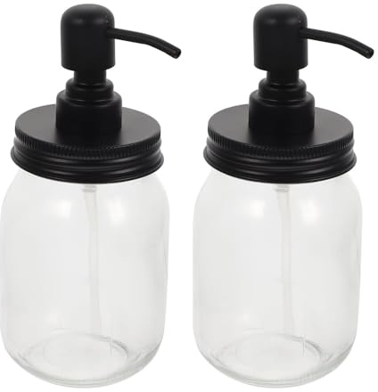 Gatuida Lot de 2 Bocaux à Confiture 500ml en Verre Pompe Distributeur, Bouchons Noirs, Bouteilles Distributrices Multifonctions pour Conservation Alimentaire, la Cuisine et Maison