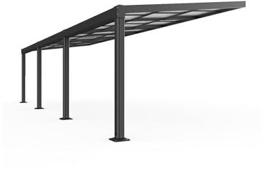 Vente-unique-Pérgola adosada de Aluminio con Techo Deslizante - 27 m² - Antracita - IZEDA