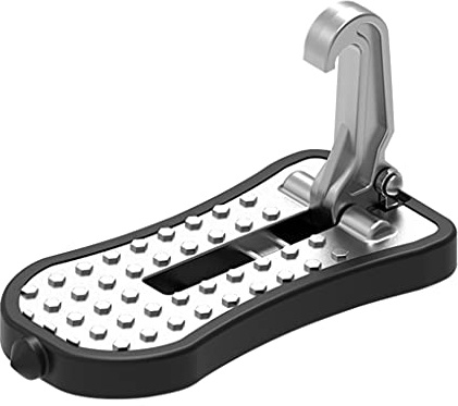 Pedal de coche de aleación de aluminio, gancho plegable impermeable para portaequipajes de techo, fuerte capacidad de carga, martillo de seguridad, puertas flexibles, plateado