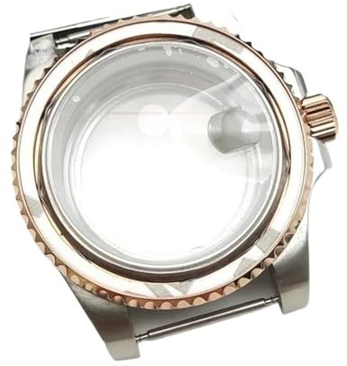 NLNKDTDPAK 40MM klockfodral Modifierade klockdelar Safirglasfodral Lämplig Passform for NH35/36 Movement for Water Ghost Rose Gold Fodral(Magnifier Ore,Transparent)