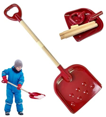 Pala da neve per bambini con manico in legno Pala da neve portatile staccabile da 30 pollici per bambini con manico in plastica con impugnatura a D e paletta per l'inverno, rossa per, ba