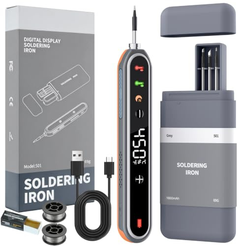 Akku Lötkolben Set kabellos USB-C 8s Aufheizung 180–450°C 1400mAh