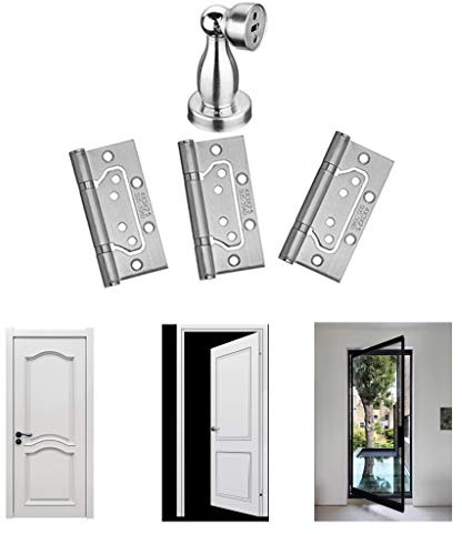 3 Pcs Cabinet Closet Door 4 Long Butt Hinge with Door Stop Set Anti-Collision Kitchen Door Hinge Cutter