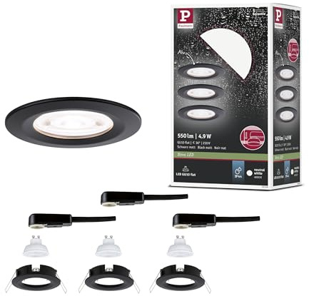 Paulmann LED Einbauleuchte Nova GU10 Flat starr IP44 3x4,9W 3x550lm 230V 4000K Schwarz matt 92339