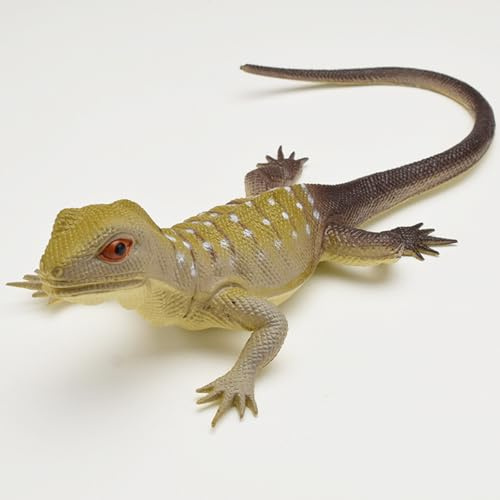 KXWDKJ Realistiskt mjukt gummi ödla med ljud för reptilälskare och djurälskare påsk-grå