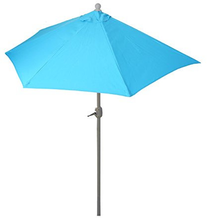 Ombrellone da parete balcone salvaspazio mezzaluna semicircolare Parla 145x285x252cm azzurro con base