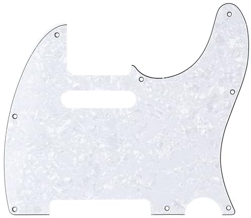 Musiclily Pro 8 Löcher TL Pickguard Schlagbrett MIJ 4 lagig White Pearl | für Fender Japan Tele E-Gitarre