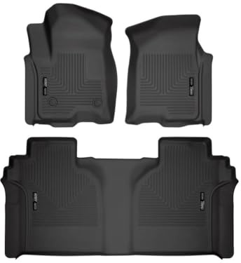 Husky Liners Weatherbeater Floor Mats | Fits 2019 - 2025 Chevrolet Silverado & GMC Sierra 1500; 2020-2025 Silv./Sierra 2500/3500 Crew Cab w/Carpet & Underseat Stg | Front & 2nd Row, 3-pc Black - 94021