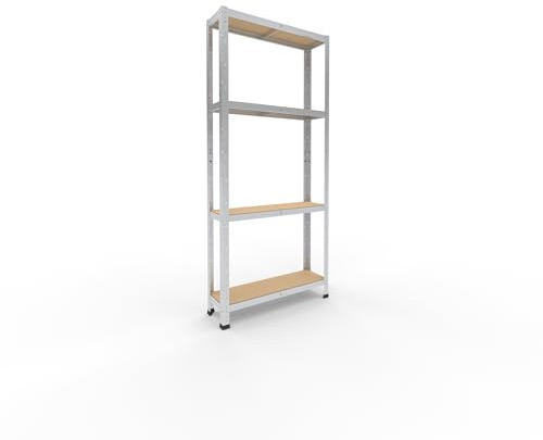 shelfplaza Home 180x80x23cm Schwerlastregal verzinkt mit 4 Böden x 175kg | Kellerregal · Lagerregal · Metallregal · Regale für Kellerraum · Steckregal · Abstellraum Regal