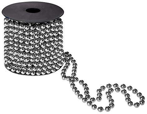 SPRINGOS Weihnachtsschmuck Perlenband 10 m Perlengirlande Perlenkette Kunstperlen Ø 7 mm Weihnachtsgirlande (Silber)