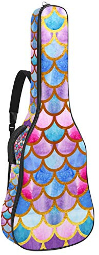 Gitarrentasche mit Reißverschluss, wasserdicht, weich, für Bassgitarre, Akustik- und klassische Folk-Gitarre, Meerjungfrauen-Skala, bunt