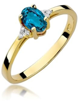 Lumari Gold - Verlobungsring Damen Ring Gold 585 Echtgold 14k Gelbgold mit natürlichem Diamanten Damen Solitär Versprechen Ring Saphir Edelstein - Ringe Frauen - Brillanten