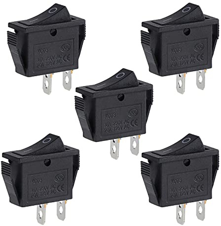 eROOSI eROOSI 5 pièces ON-OFF 2 Pin interrupteur de bateau 16A 250VAC 20A 125VAC SPST Snap In noir interrupteur à bascule
