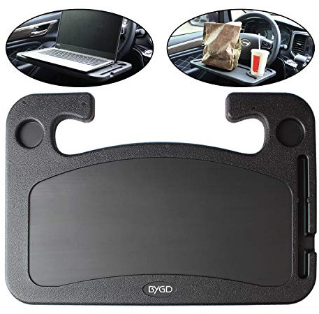 BYGD Mesa para el Volante del Coche, Bandeja Multifuncional portátil para el Volante del Coche con portavasos, diseñada para Comida, iPad y Ordenador portátil, se Adapta a la mayoría de los vehículos