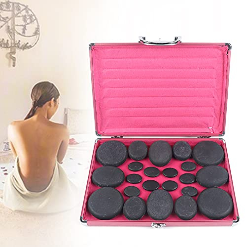 Juego de piedras de masaje para spa con piedras calientes de masaje con calentador, 60 ℃ ± 10 ℃, piedras de calor, dispositivo de spa 20 piezas