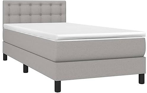 vidaXL Boxspringbett mit Matratze Hellgrau 100x200 cm Stoff