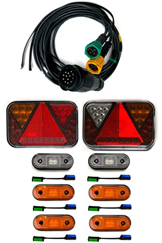 MelTruck® Anhängerbeleuchtung LED Rückleuchten Umrissleuchten und 13 polig Kabel 7m SET